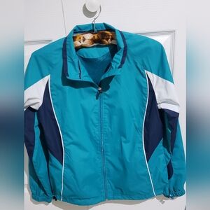 bcg Small Teal , Navy Blue, and White Lightweight WIndbreaker Jacket